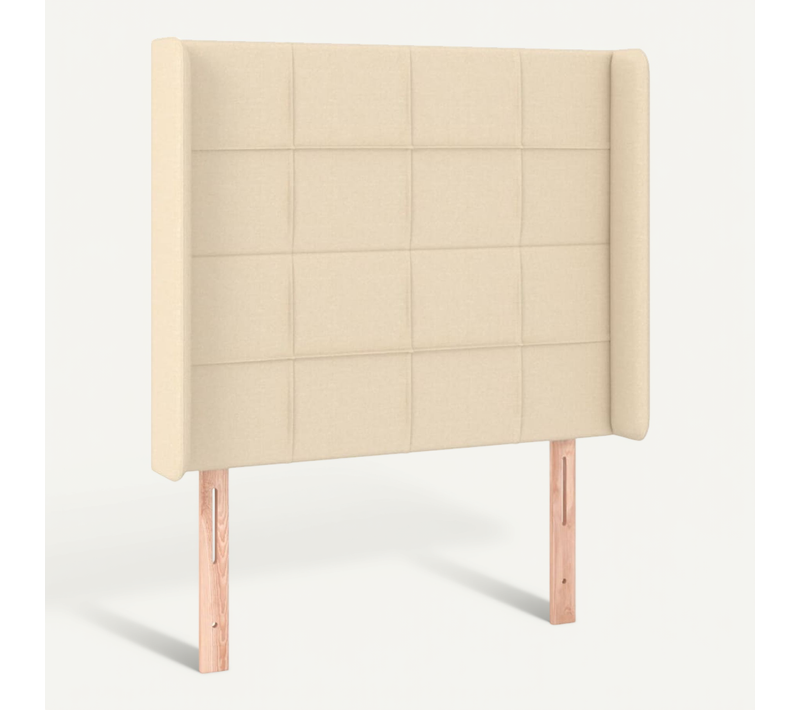 Tête De Lit Avec Oreilles Crème 103x16x118/128 Cm Tissu