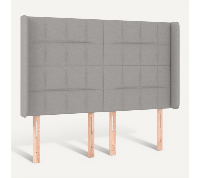 Tête De Lit Avec Oreilles Gris Clair 147x16x118/128 Cm Tissu