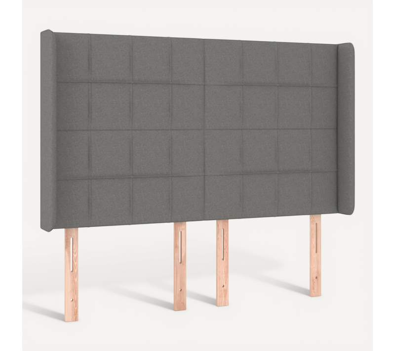 Tête De Lit Avec Oreilles Gris Foncé 147x16x118/128 Cm Tissu