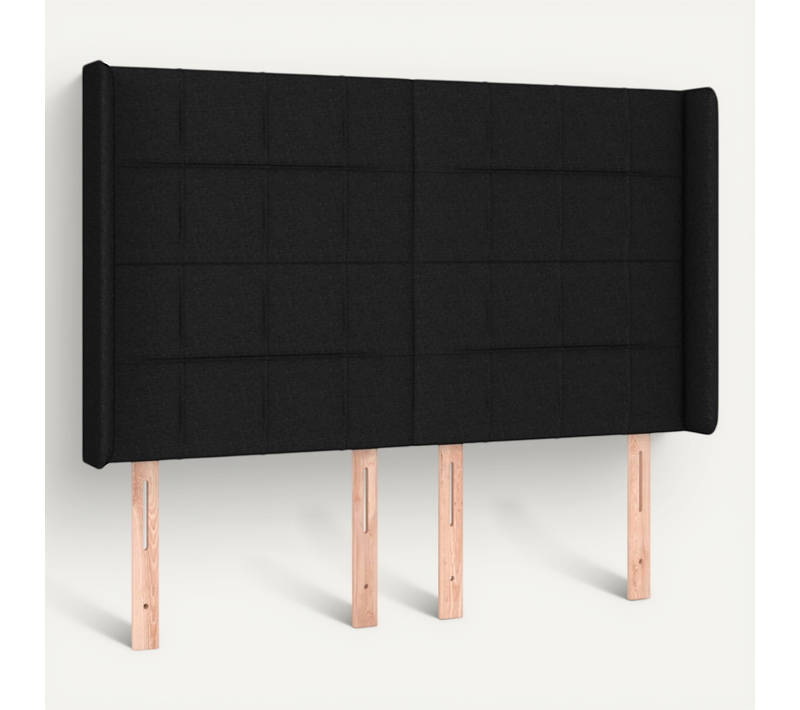 Tête De Lit Avec Oreilles Noir 147x16x118/128 Cm Tissu