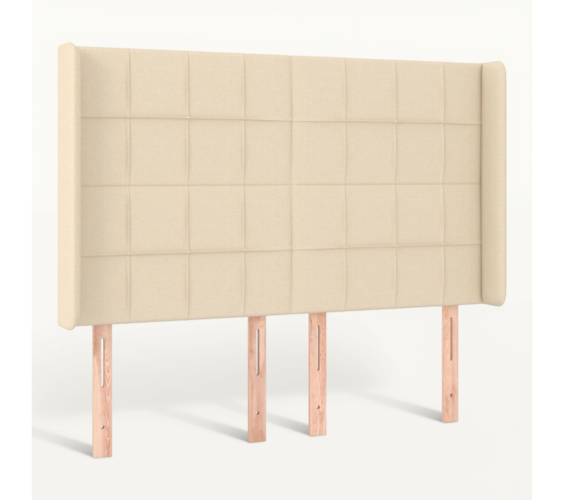 Tête De Lit Avec Oreilles Crème 147x16x118/128 Cm Tissu