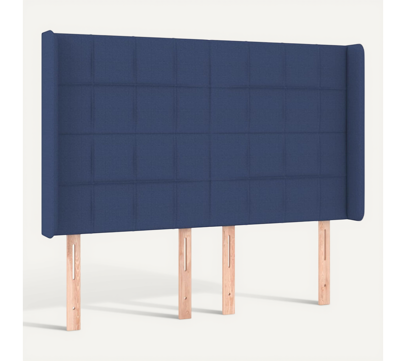Tête De Lit Avec Oreilles Bleu 147x16x118/128 Cm Tissu