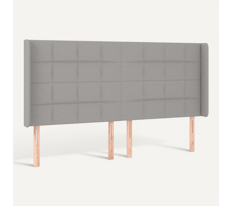 Tête De Lit Avec Oreilles Gris Clair 163x16x118/128 Cm Tissu