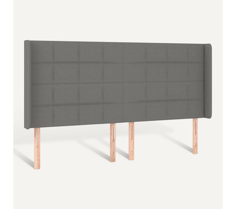 Tête De Lit Avec Oreilles Gris Foncé 163x16x118/128 Cm Tissu