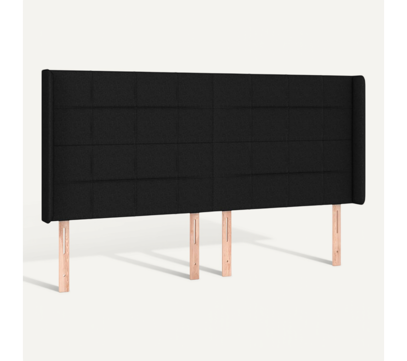 Tête De Lit Avec Oreilles Noir 163x16x118/128 Cm Tissu