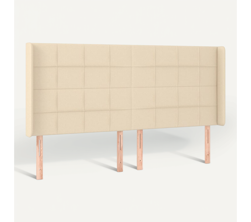 Tête De Lit Avec Oreilles Crème 163x16x118/128 Cm Tissu