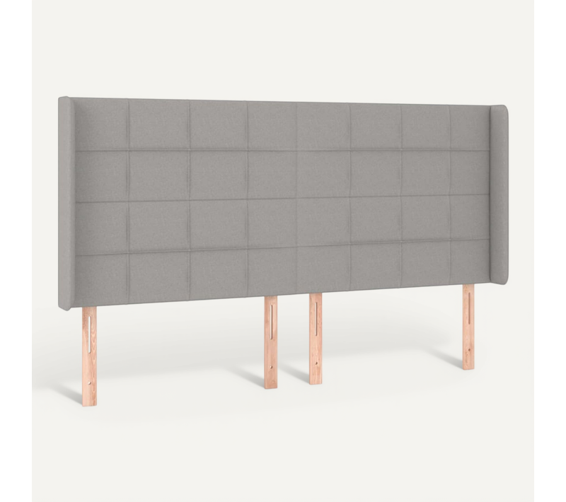 Tête De Lit Avec Oreilles Gris Clair 183x16x118/128 Cm Tissu