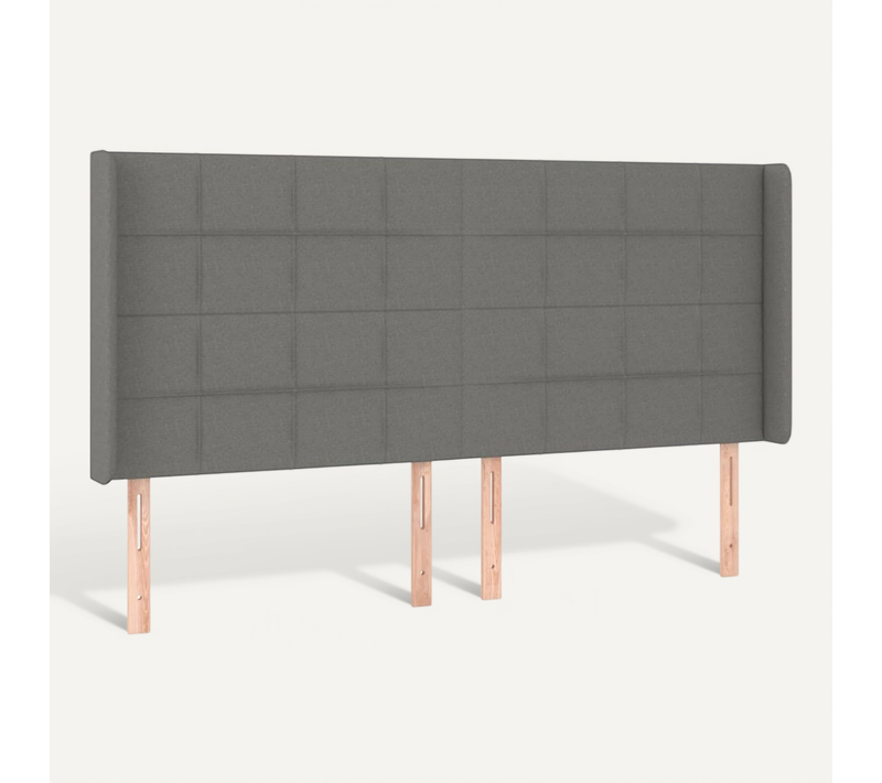 Tête De Lit Avec Oreilles Gris Foncé 183x16x118/128 Cm Tissu