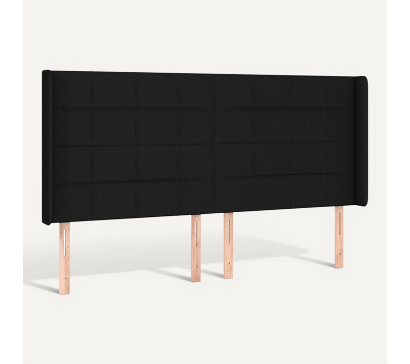 Tête De Lit Avec Oreilles Noir 183x16x118/128 Cm Tissu