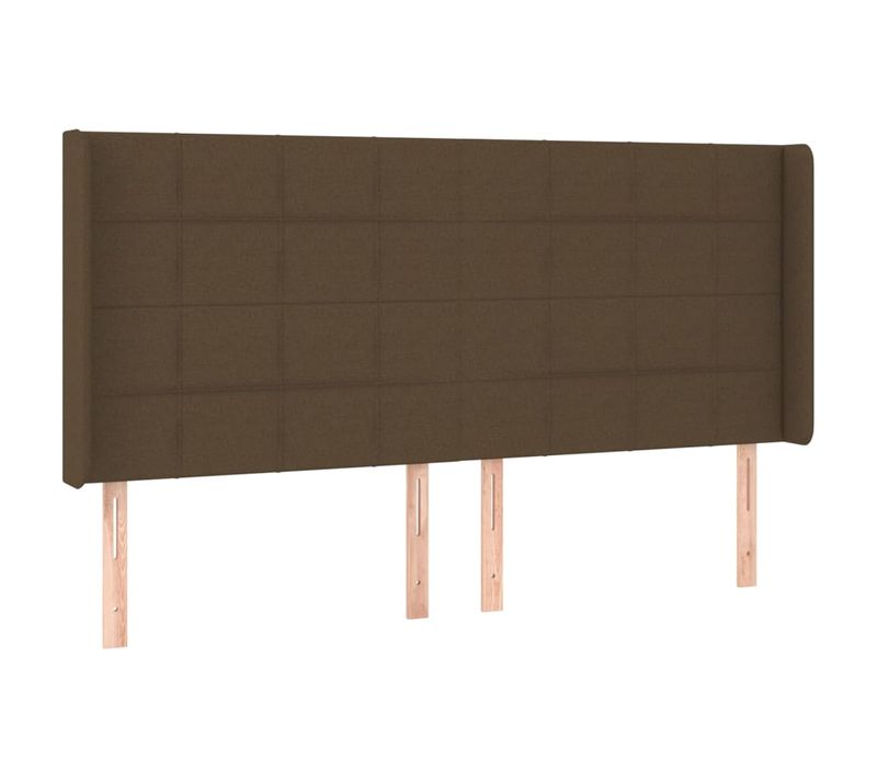 Tête De Lit Avec Oreilles Marron Foncé 183x16x118/128 Cm Tissu