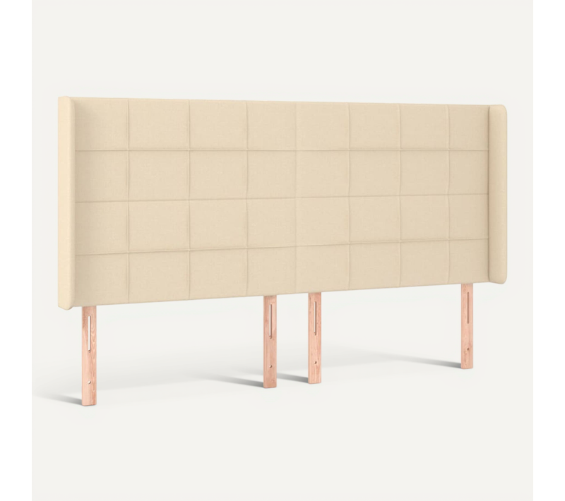 Tête De Lit Avec Oreilles Crème 183x16x118/128 Cm Tissu