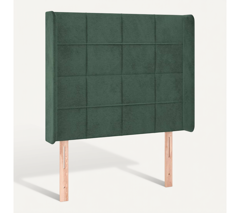 Tête De Lit Avec Oreilles Vert Foncé 103x16x118/128 Cm Velours