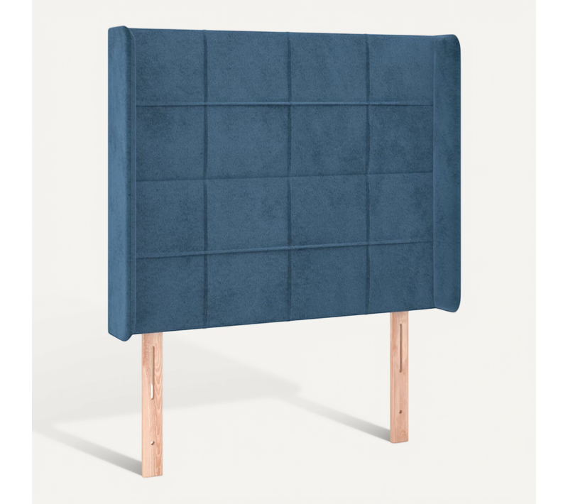 Tête De Lit Avec Oreilles Bleu Foncé 103x16x118/128 Cm Velours
