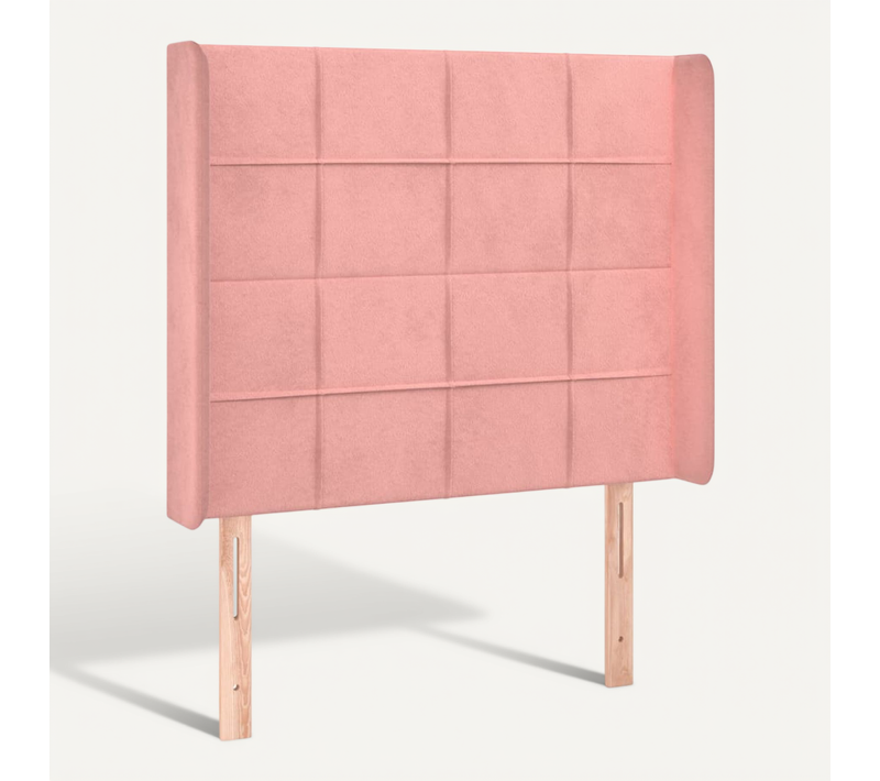 Tête De Lit Avec Oreilles Rose 103x16x118/128 Cm Velours