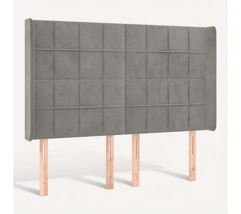Tête De Lit Avec Oreilles Gris Clair 147x16x118/128 Cm Velours