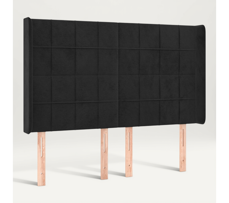 Tête De Lit Avec Oreilles Noir 147x16x118/128 Cm Velours