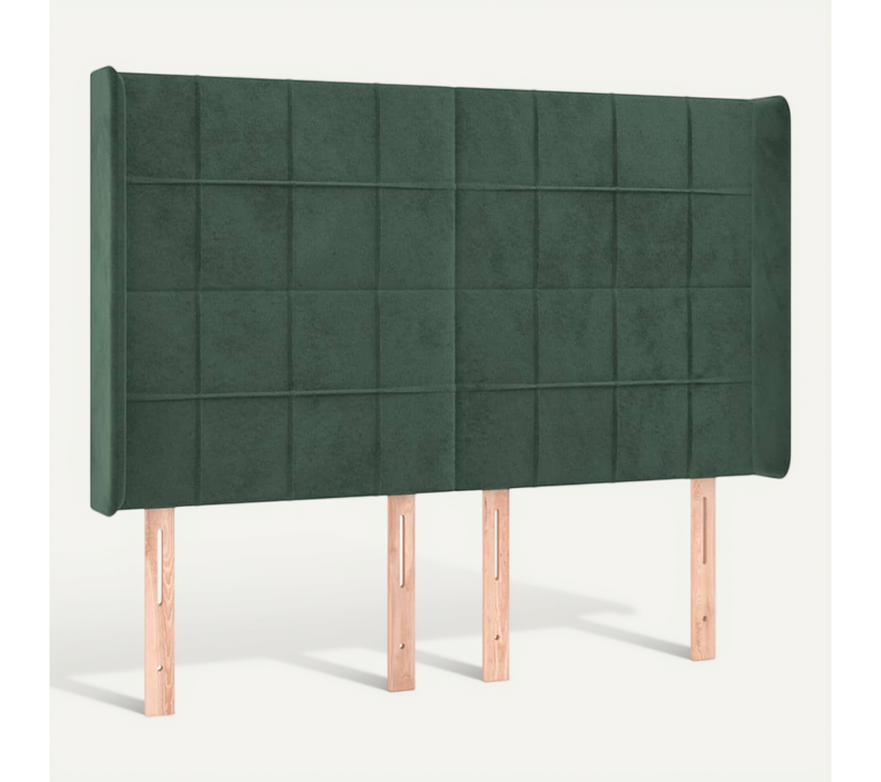 Tête De Lit Avec Oreilles Vert Foncé 147x16x118/128 Cm Velours