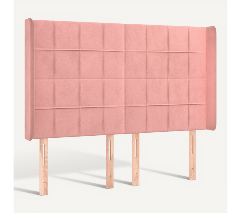 Tête De Lit Avec Oreilles Rose 147x16x118/128 Cm Velours