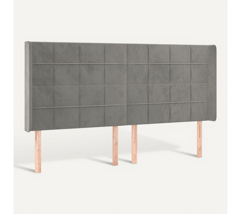 Tête De Lit Avec Oreilles Gris Clair 163x16x118/128 Cm Velours