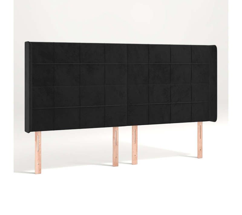 Tête De Lit Avec Oreilles Noir 163x16x118/128 Cm Velours