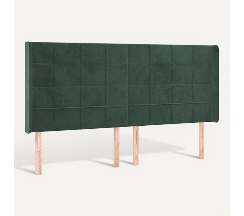 Tête De Lit Avec Oreilles Vert Foncé 163x16x118/128 Cm Velours