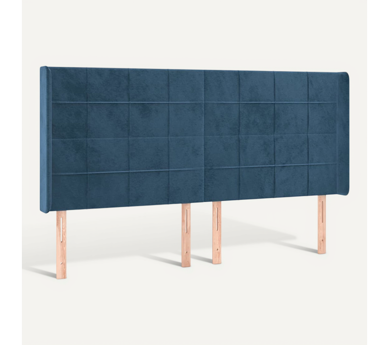 Tête De Lit Avec Oreilles Bleu Foncé 163x16x118/128 Cm Velours