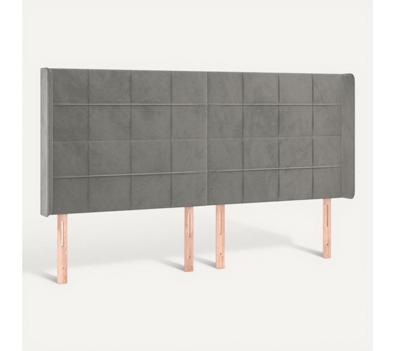 Tête De Lit Avec Oreilles Gris Clair 183x16x118/128 Cm Velours