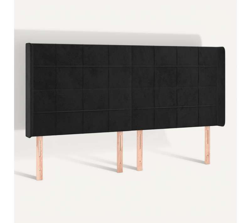 Tête De Lit Avec Oreilles Noir 183x16x118/128 Cm Velours