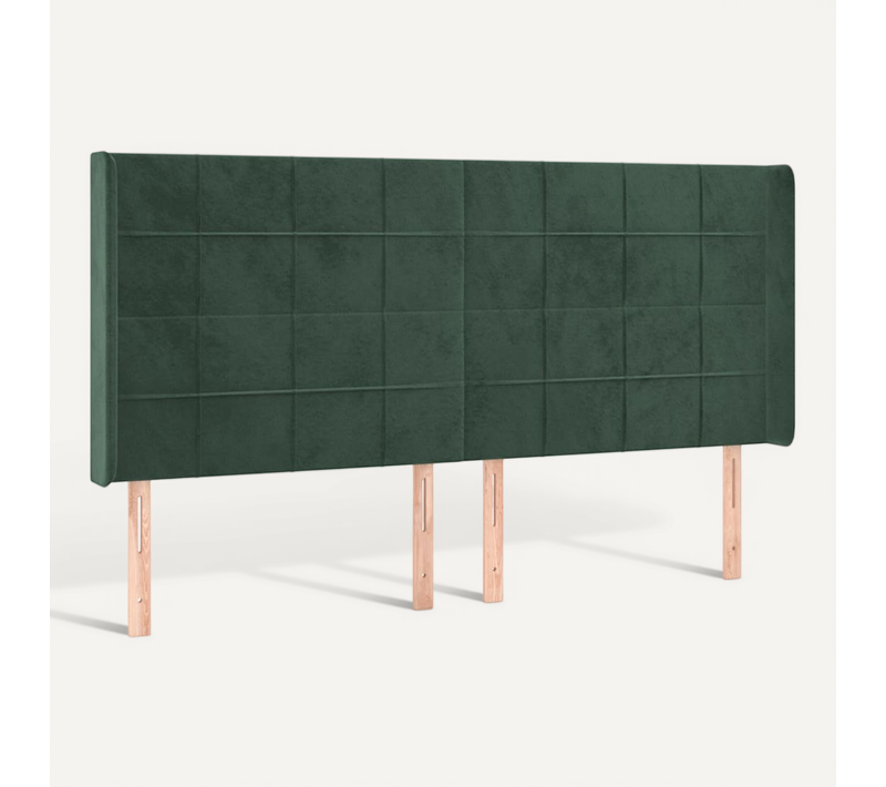 Tête De Lit Avec Oreilles Vert Foncé 183x16x118/128 Cm Velours