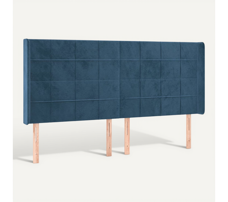 Tête De Lit Avec Oreilles Bleu Foncé 183x16x118/128 Cm Velours