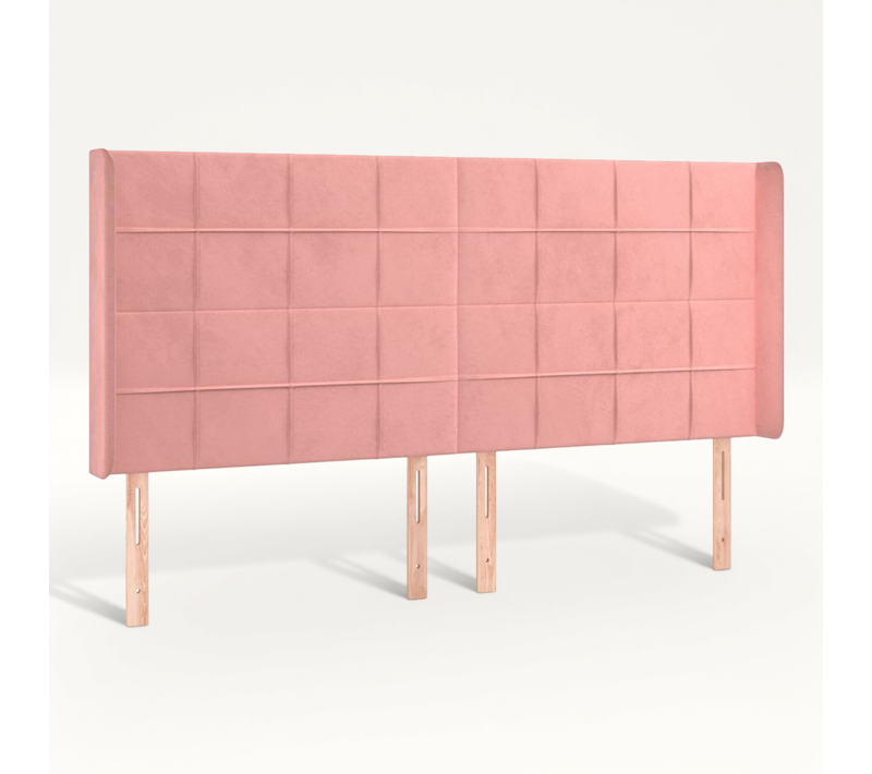 Tête De Lit Avec Oreilles Rose 183x16x118/128 Cm Velours