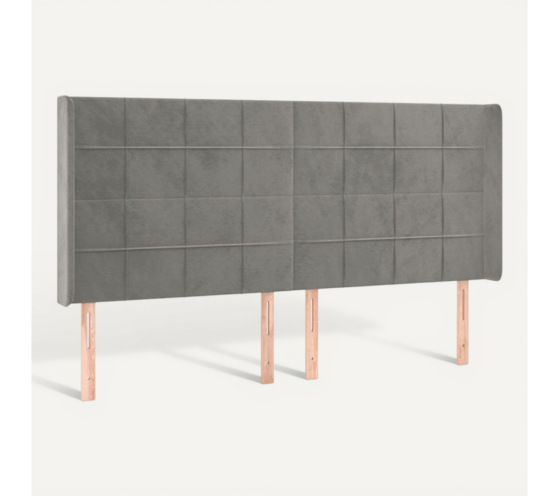 Tête De Lit Avec Oreilles Gris Clair 203x16x118/128 Cm Velours