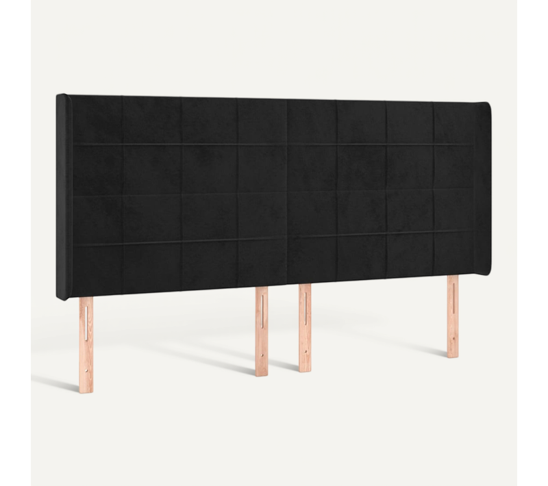 Tête De Lit Avec Oreilles Noir 203x16x118/128 Cm Velours