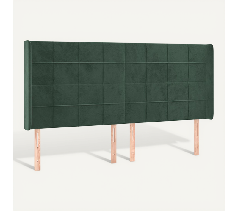Tête De Lit Avec Oreilles Vert Foncé 203x16x118/128 Cm Velours