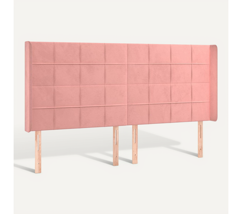 Tête De Lit Avec Oreilles Rose 203x16x118/128 Cm Velours