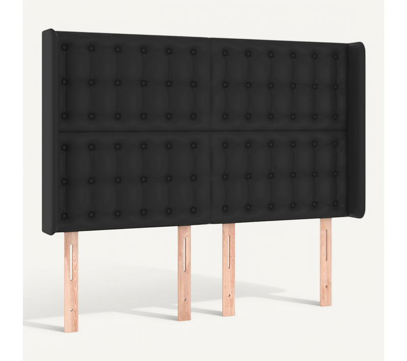 Tête De Lit Avec Oreilles Noir 147x16x118/128 Cm Simili