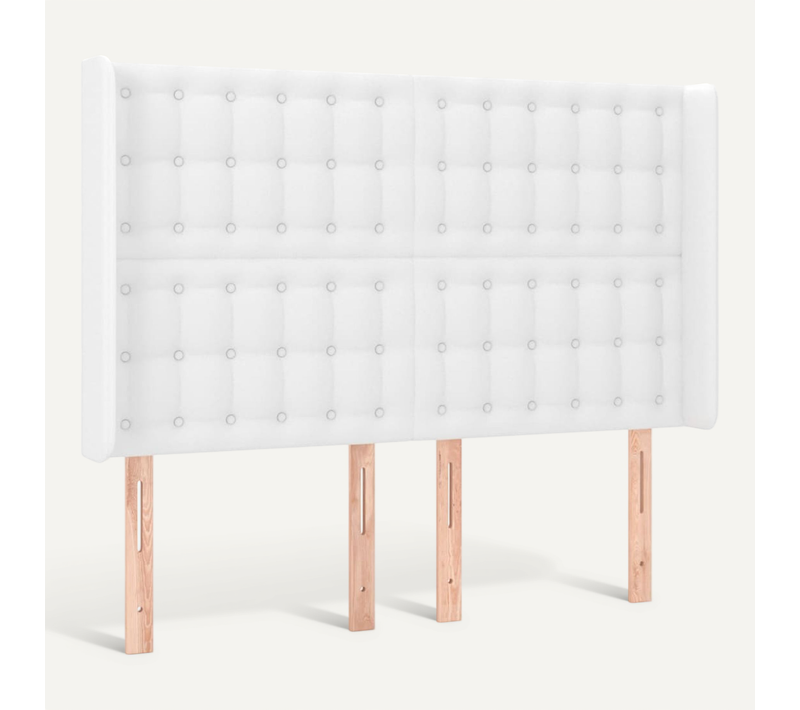 Tête De Lit Avec Oreilles Blanc 147x16x118/128 Cm Simili