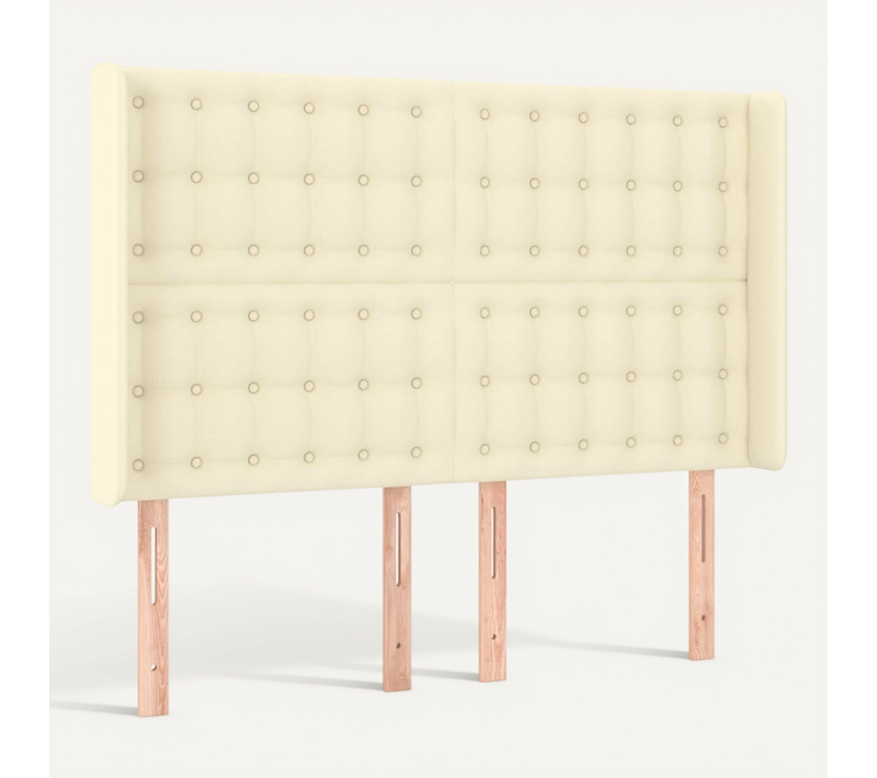 Tête De Lit Avec Oreilles Crème 147x16x118/128 Cm Simili