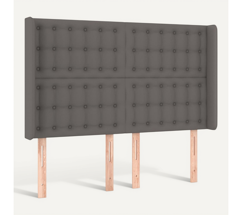 Tête De Lit Avec Oreilles Gris 147x16x118/128 Cm Simili