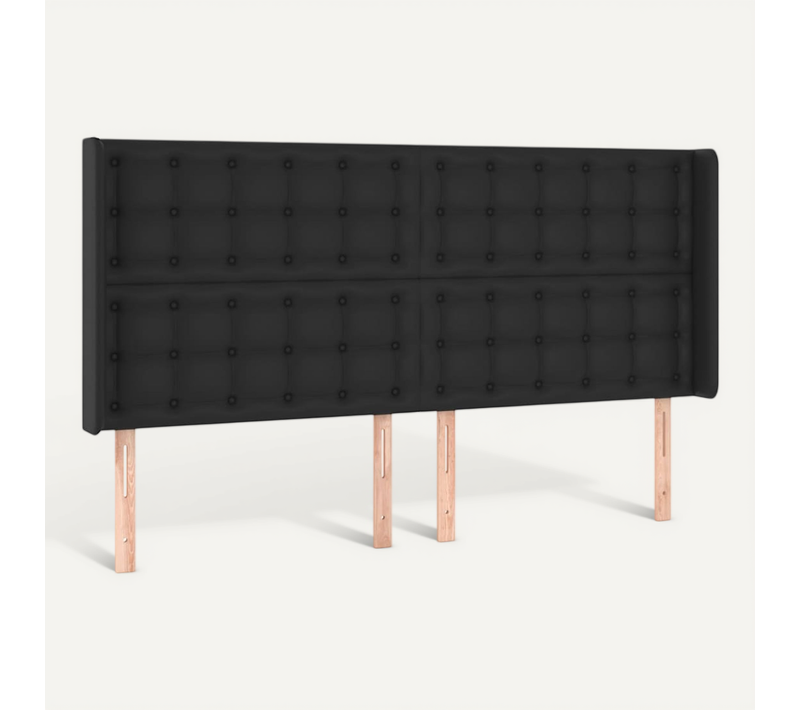 Tête De Lit Avec Oreilles Noir 163x16x118/128 Cm Simili