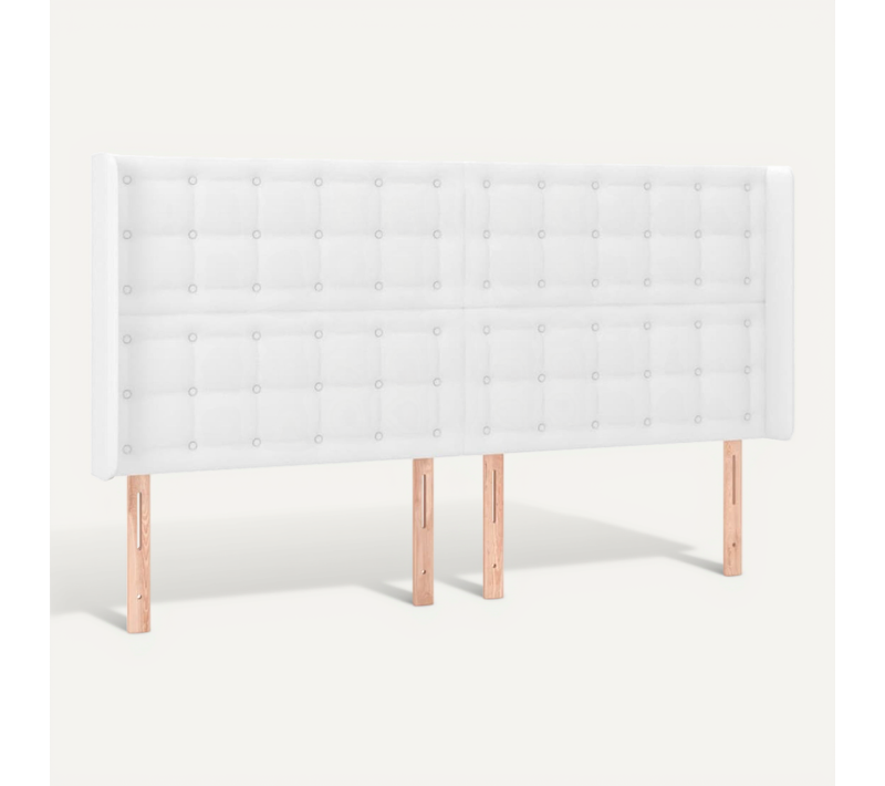 Tête De Lit Avec Oreilles Blanc 163x16x118/128 Cm Simili