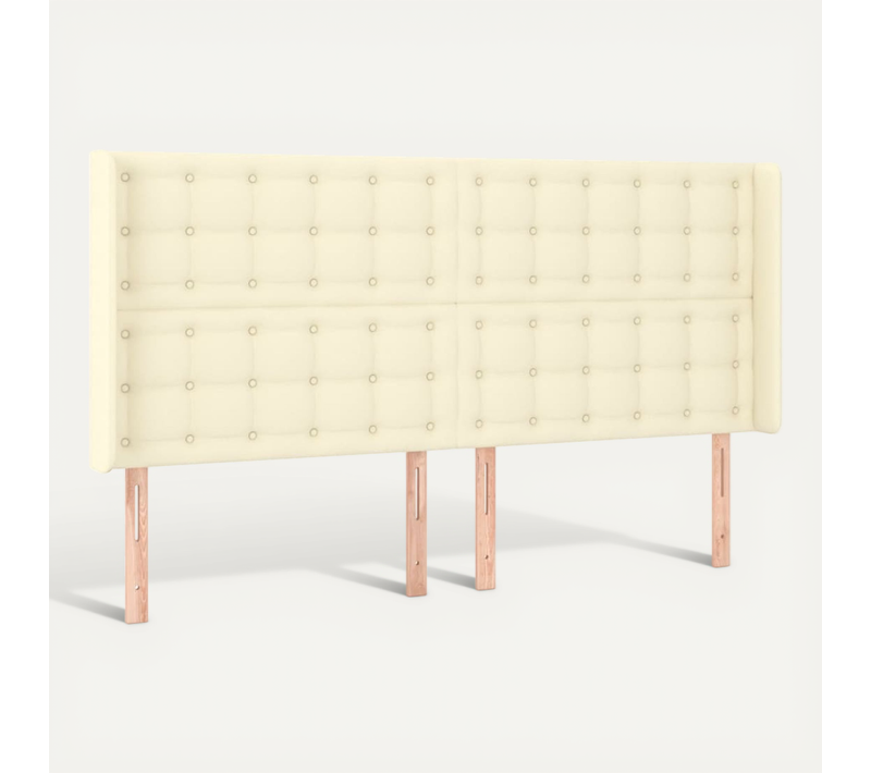 Tête De Lit Avec Oreilles Crème 163x16x118/128 Cm Simili