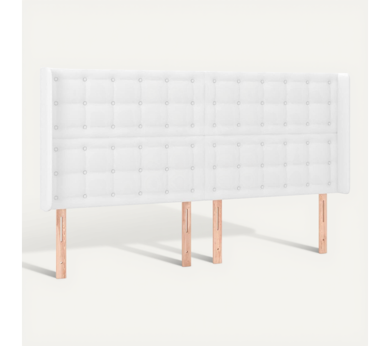 Tête De Lit Avec Oreilles Blanc 183x16x118/128 Cm Simili