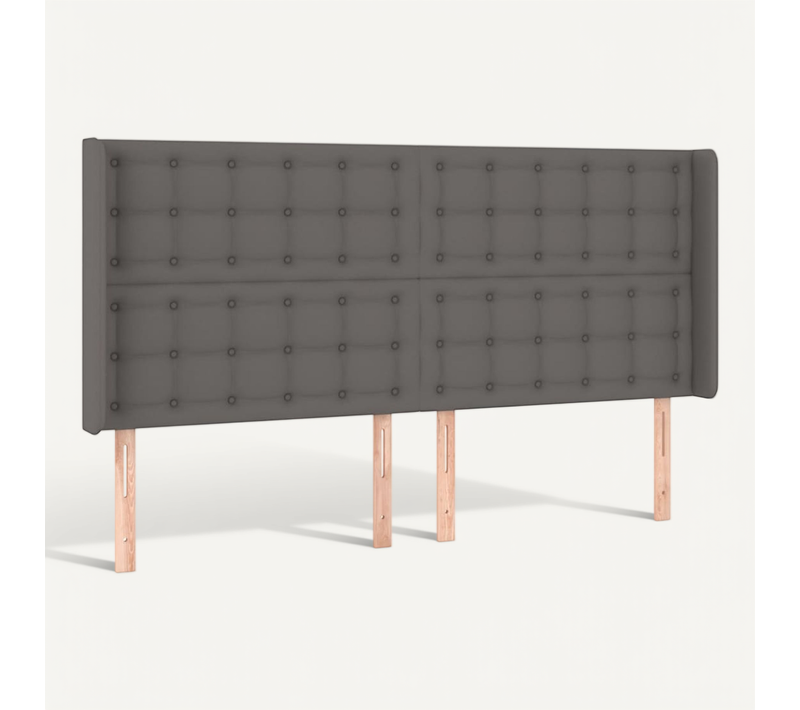 Tête De Lit Avec Oreilles Gris 183x16x118/128 Cm Simili