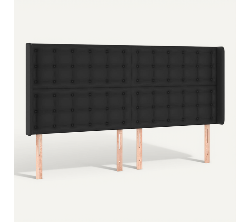 Tête De Lit Avec Oreilles Noir 203x16x118/128 Cm Simili