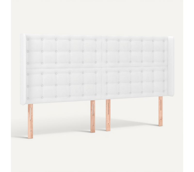 Tête De Lit Avec Oreilles Blanc 203x16x118/128 Cm Simili