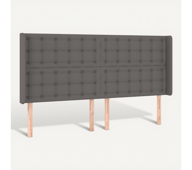 Tête De Lit Avec Oreilles Gris 203x16x118/128 Cm Simili