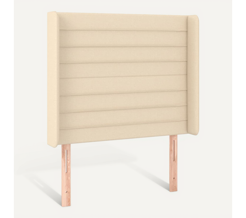 Tête De Lit Avec Oreilles Crème 83x16x118/128 Cm Tissu