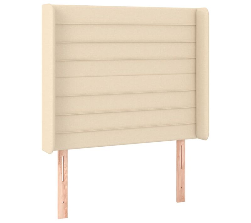 Tête De Lit Avec Oreilles Crème 93x16x118/128 Cm Tissu