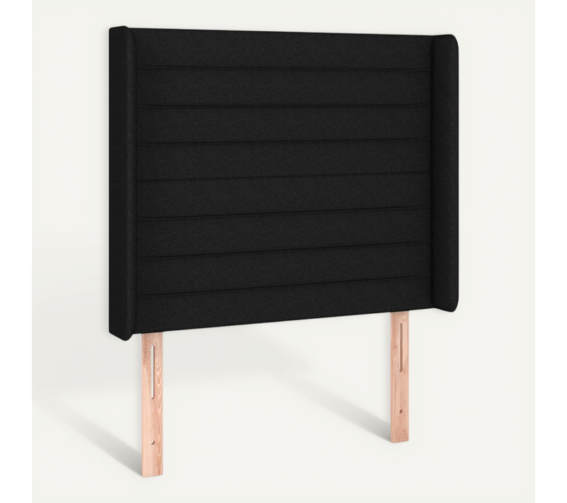 Tête De Lit Avec Oreilles Noir 103x16x118/128 Cm Tissu